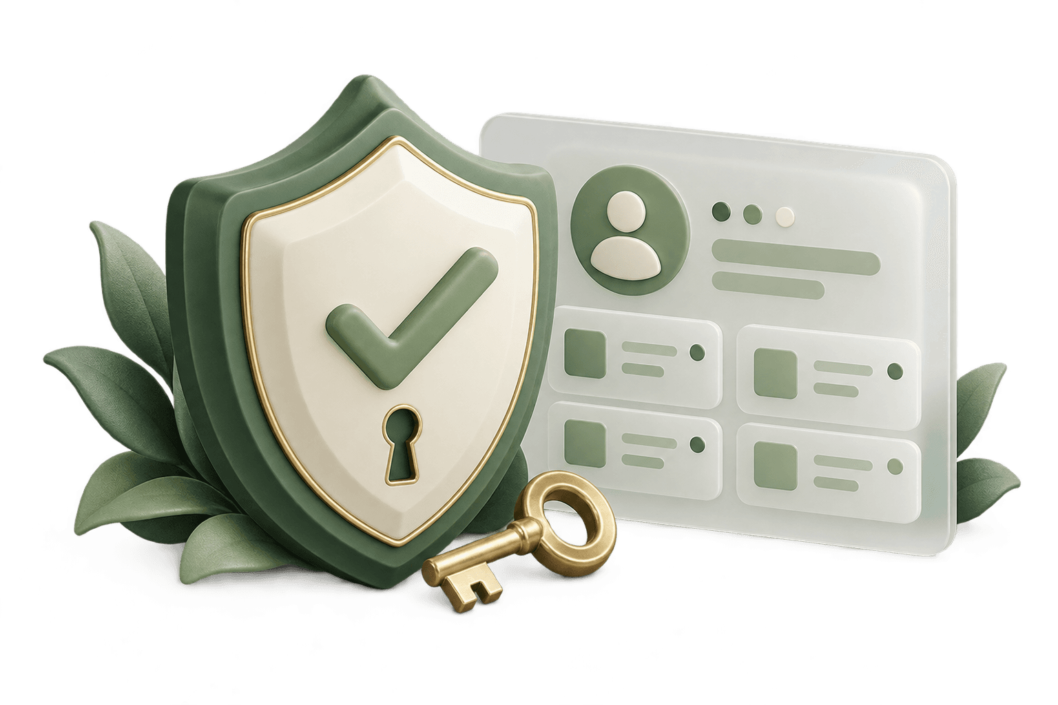 A shield and key protecting an administrator dashboard